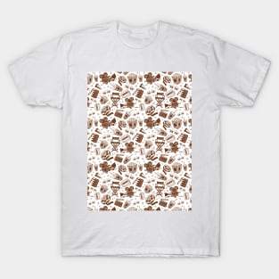 Cinema Pattern | Sepia BG Black T-Shirt